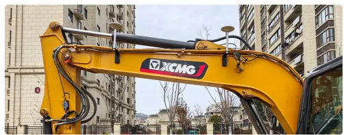 Dual antenna GNSS receiver installed on excavator boom for machine guidance